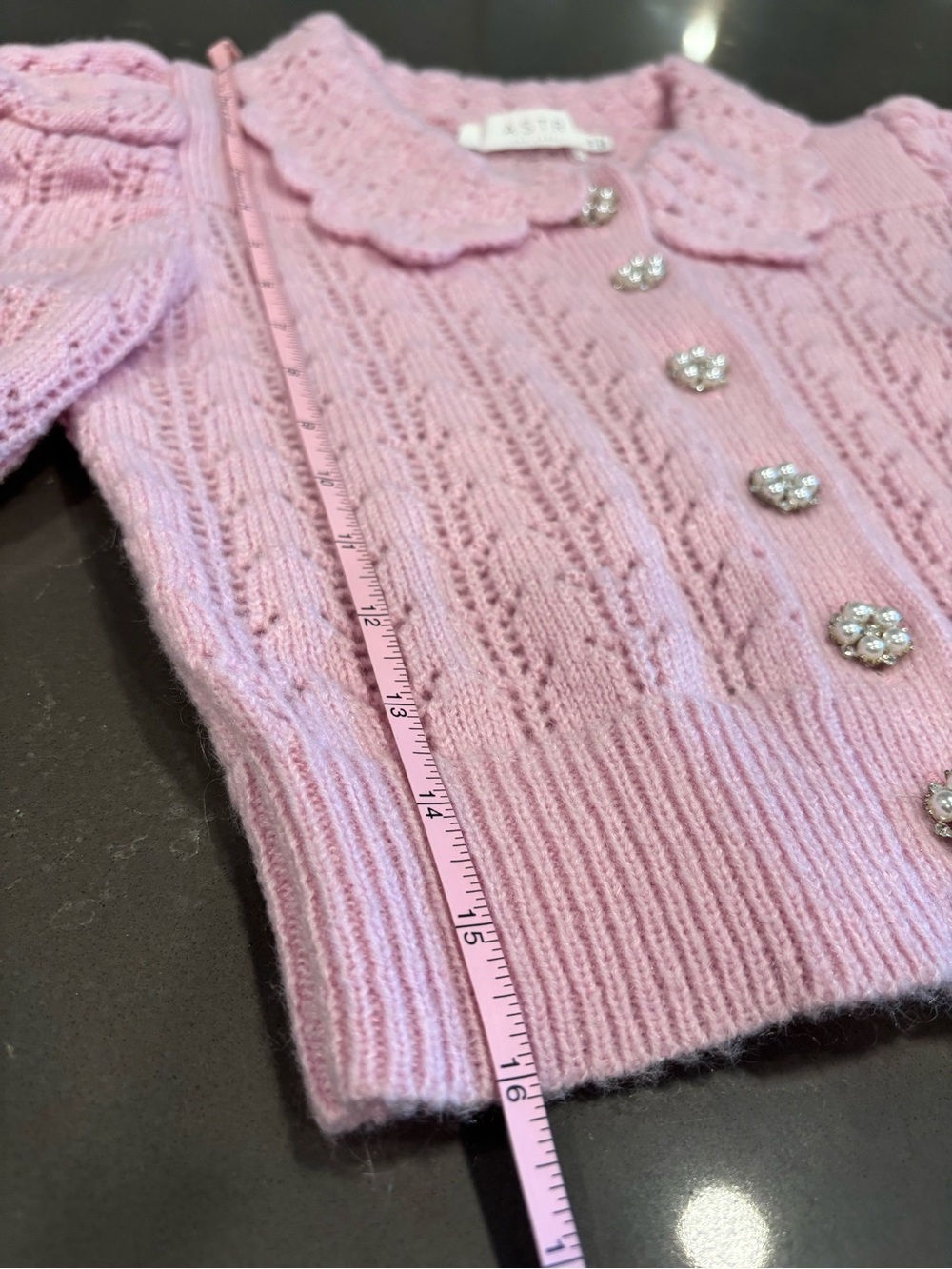 ASTR Lavender Pink Wool Knit Collar Short-Sleeve Cardigan - Picture 7 of 10